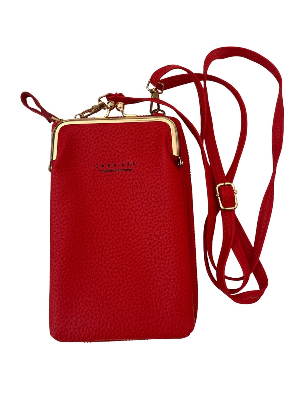 Carr Ken Red Crossbody Cell Phone Wallet Bag Convertible Kiss Lock Purse